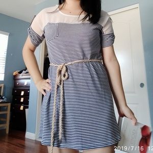 Striped tshirt dress with belt